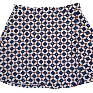 Forever 21 Women's Geometric Print A-Line Mini Skirt Navy Brown Cream Size 25